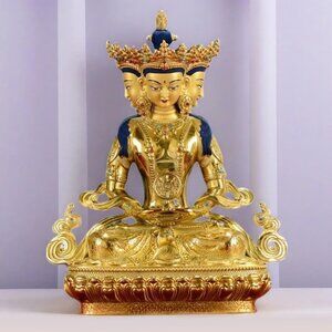VAIROCANA BUDDHA EXQUISITE 8.5 INCH STATUE-Tibetan-4 Faces-Handmade Copper Metal